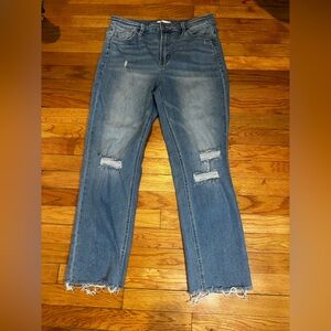Vervet By Flying Monkey Jeans Denim Straight Leg Distressed Raw Hem Sz 31